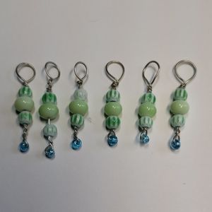 Custom Mint Beaded Knit Markers Charm Fobs